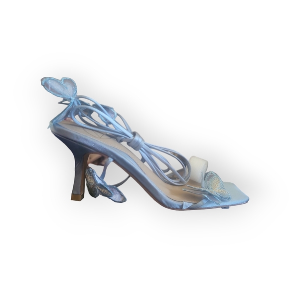 MISS GUIDED Blue Butterfly Sandal Heels - Size 5 / 35 - Picture 1 of 5